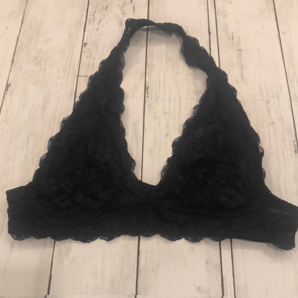 Free People Intimately Black triangle lace bandeau bralette